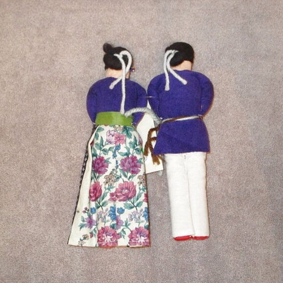 Vtg Handcrafted Navajo Doll Set Of 2 Man & Woman Traditional Clothes Alta Silago - Picture 6 of 9